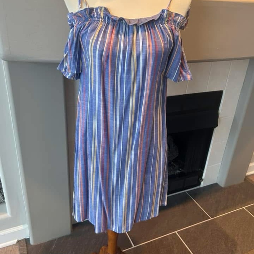 Peach Love California Blue Striped Mini Dress